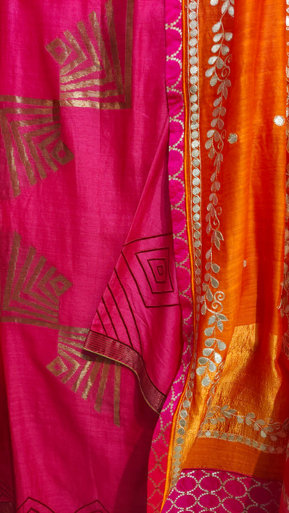 Semi Stitched Chanderi Formal Suitset
