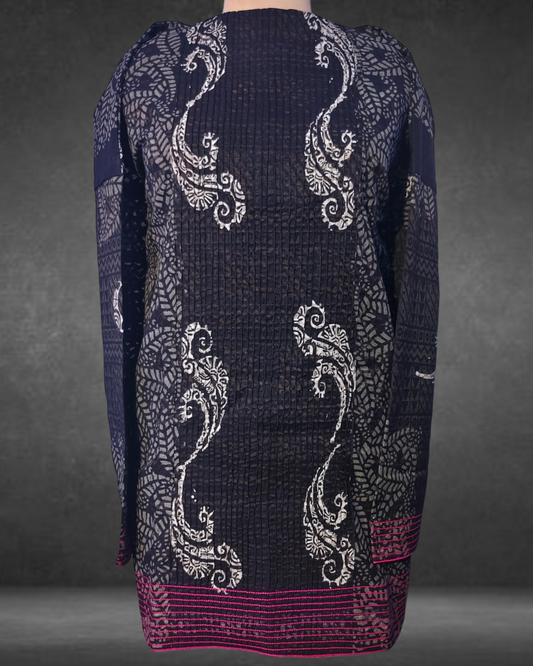 Semistitched Chanderi  Blockprinted Tunic with stole VISHAL KAPUR STUDIO