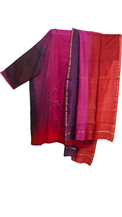 Semi Stitched Cotton Satin Casual Suitset
