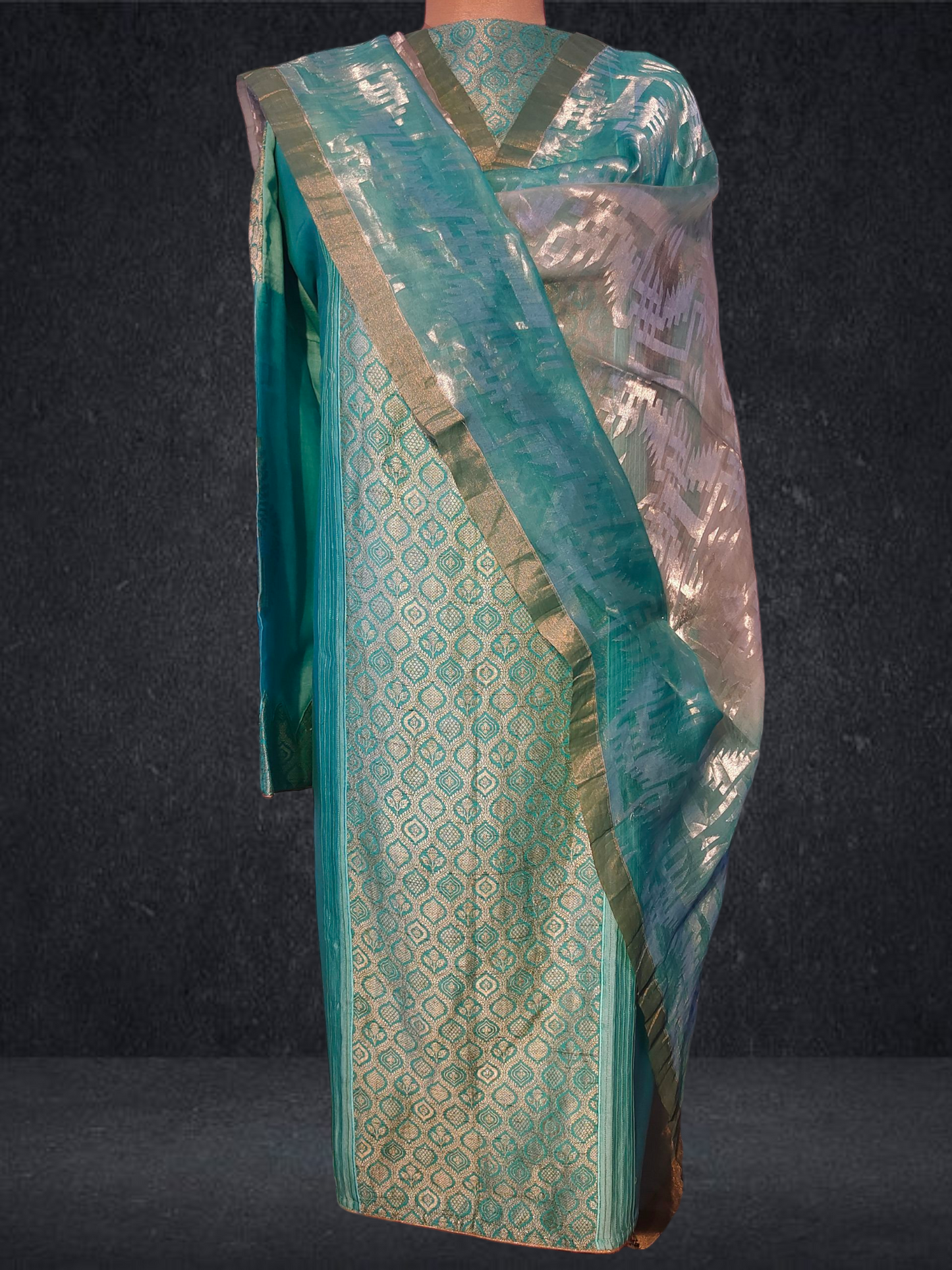 Semi Stitched Formal chanderi Suitset