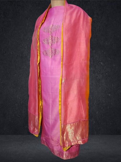 Semi Stitched Formal chanderi Suitset