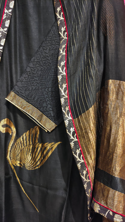 Semi Stitched Formal chanderi Suitset