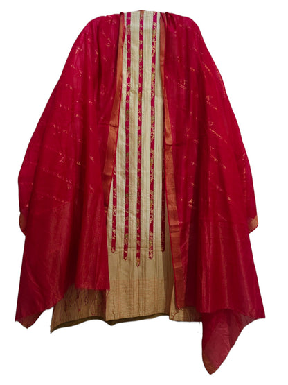 Semi Stitched Chanderi Formal Suitset
