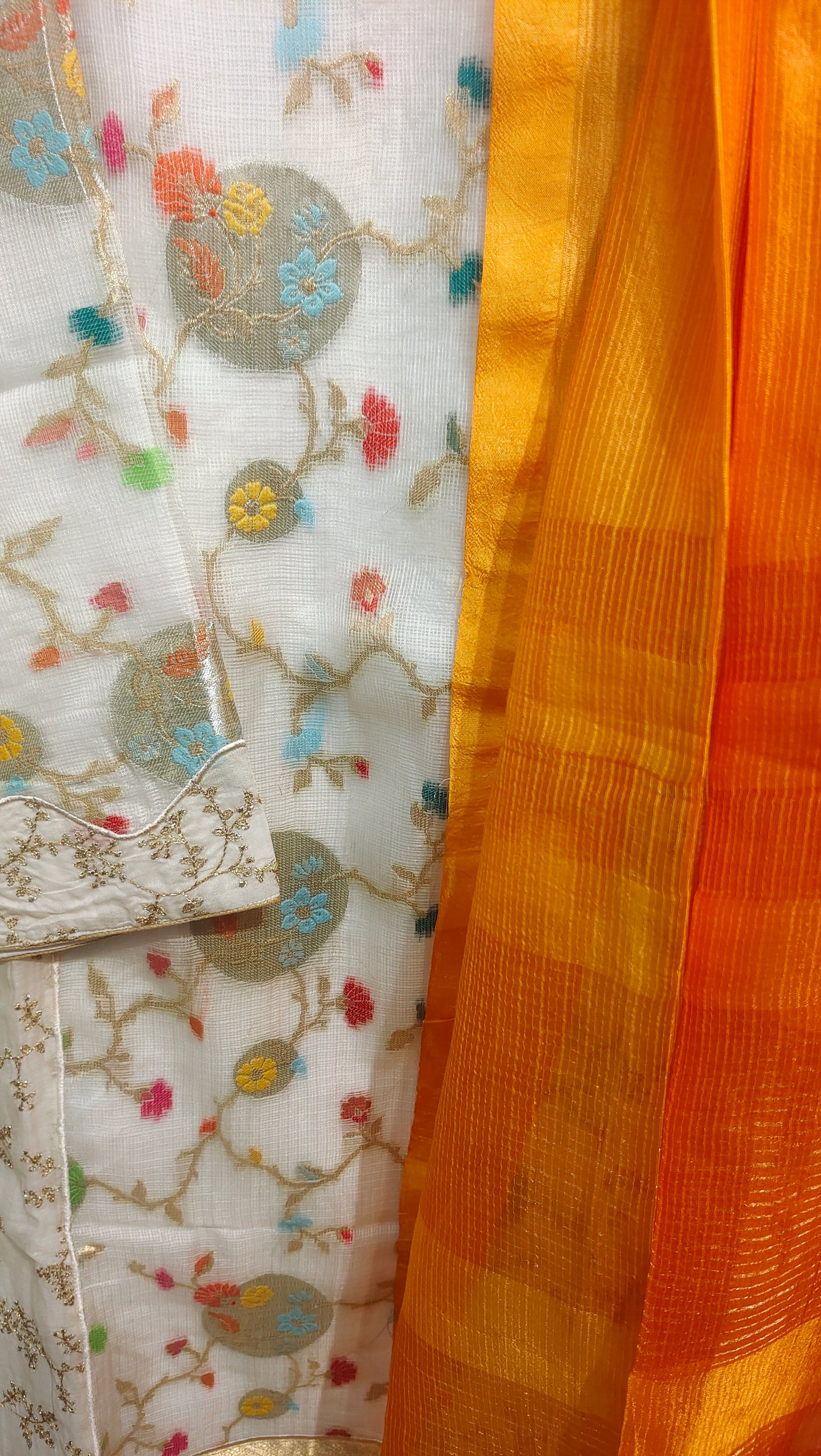 Semi Stitched Formal chanderi Suitset