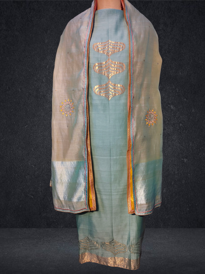 Semi Stitched Formal chanderi Suitset