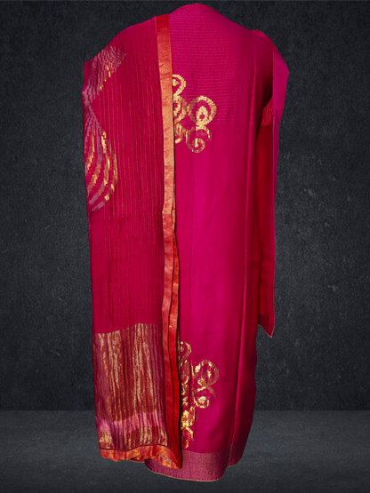 Semi Stitched Formal chanderi Suitset