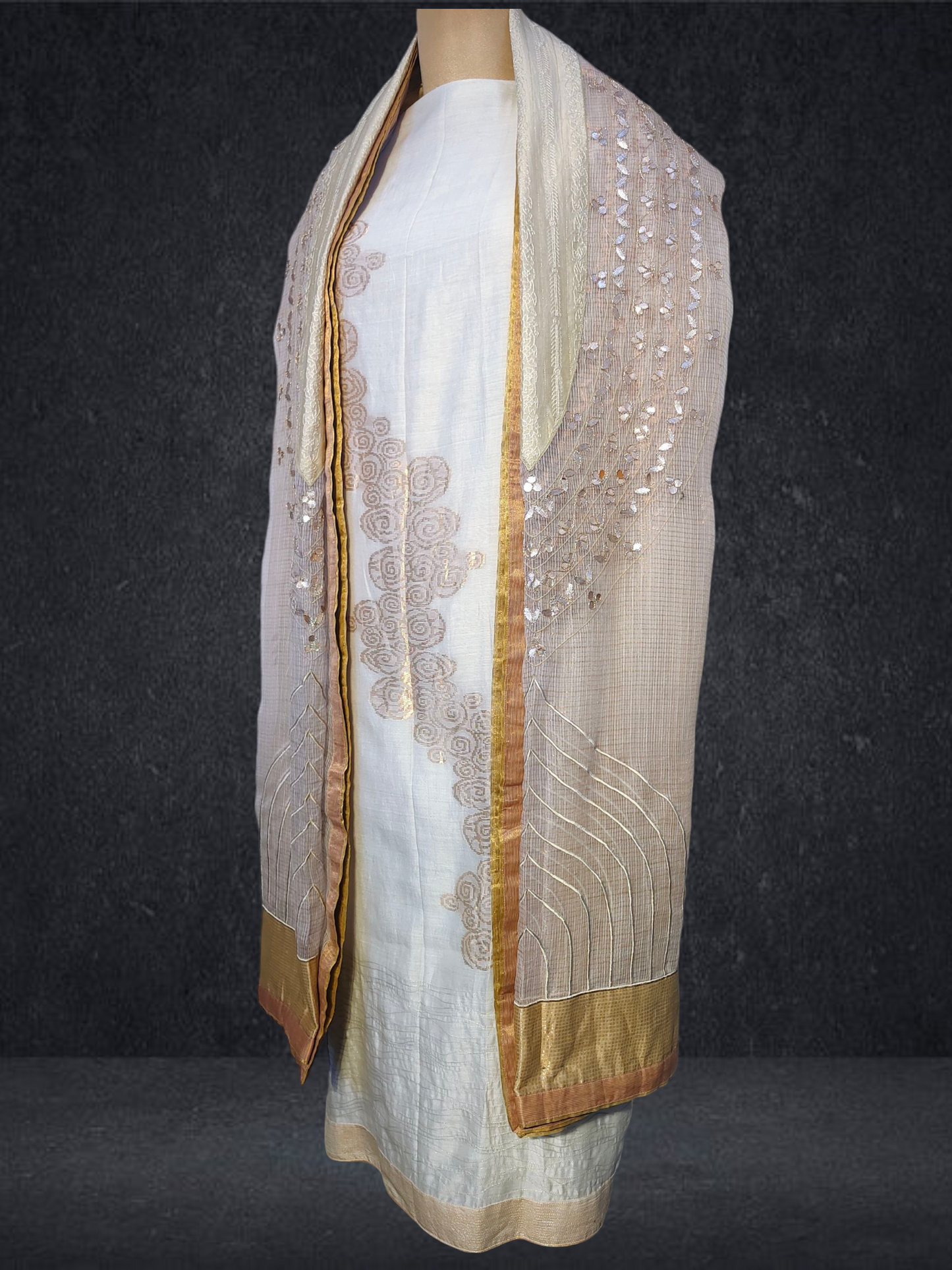 Semi Stitched Formal chanderi Suitset