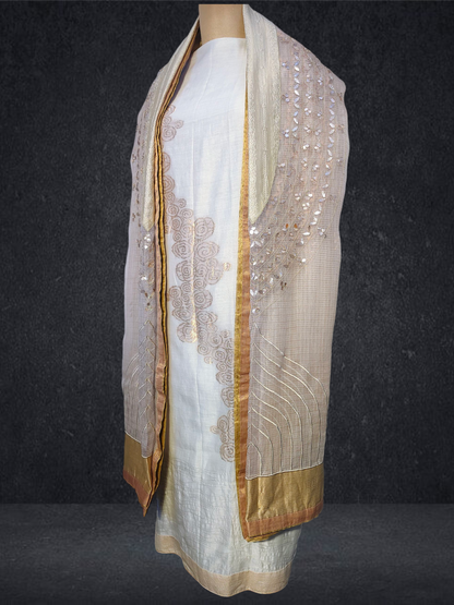 Semi Stitched Formal chanderi Suitset
