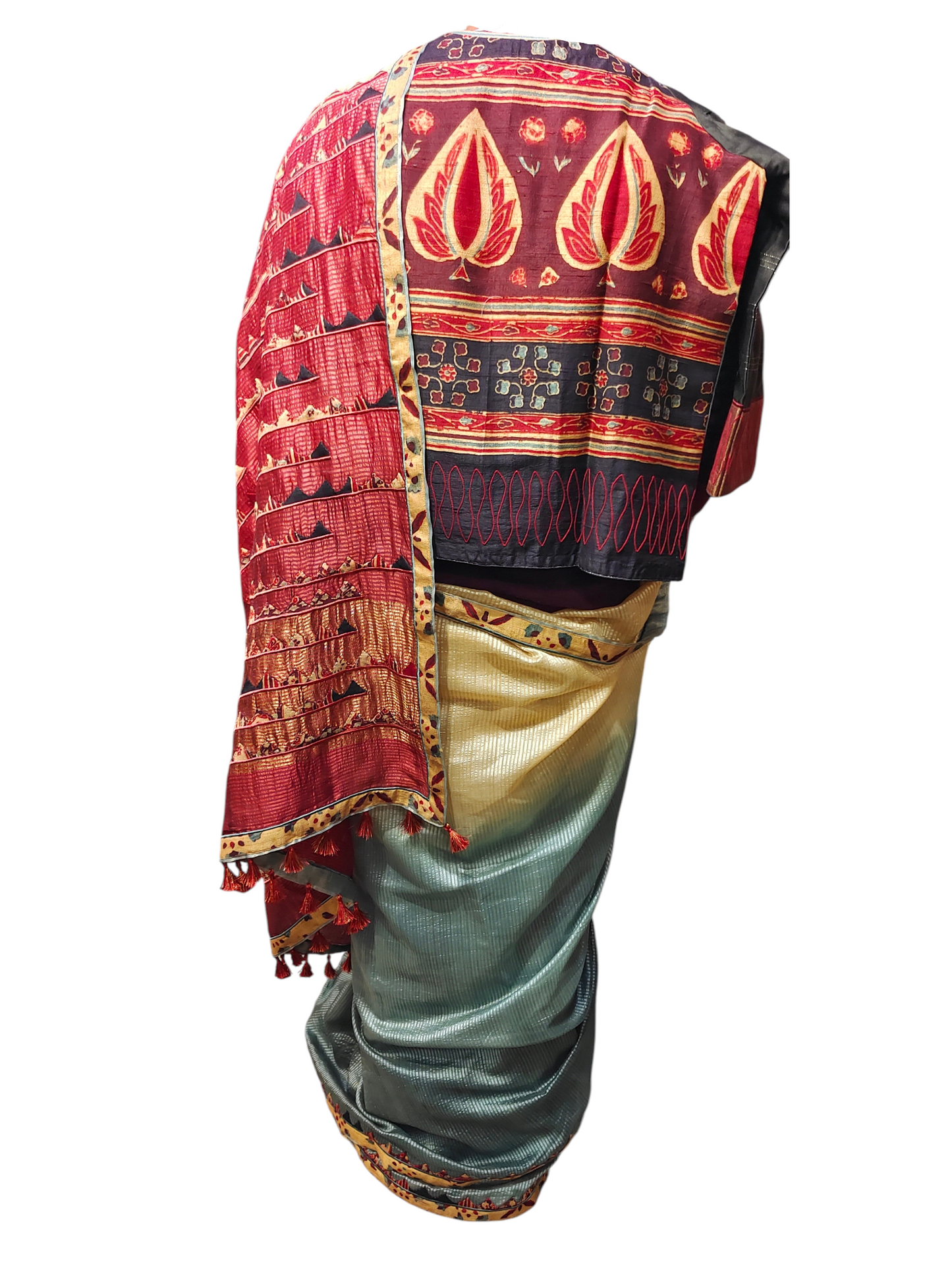 Formal Chanderi Silk Ajrakh Saree