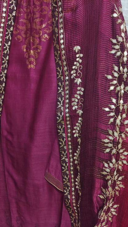 Semi Stitched Formal chanderi Suitset