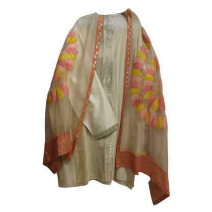 Semi Stitched Chanderi Formal Suitset