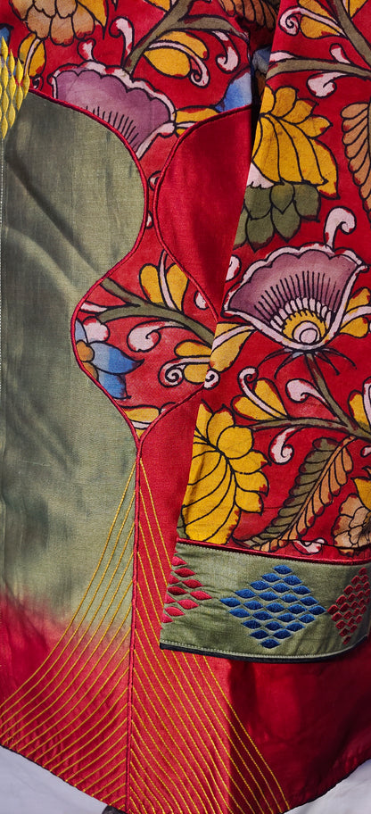 Semistitched Chanderi Kalamkari Short Tunic