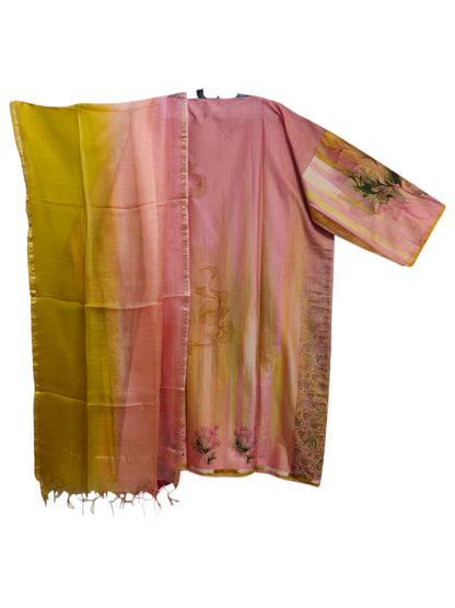 Semi Stitched Chanderi Casual suitset