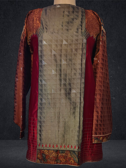 Semistitched Chanderi Kalamkari Short Tunic