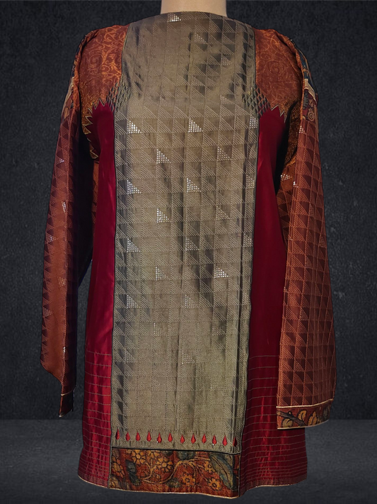 Semistitched Chanderi Kalamkari Short Tunic