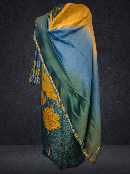 Semi Stitched Chanderi Casual Suitset