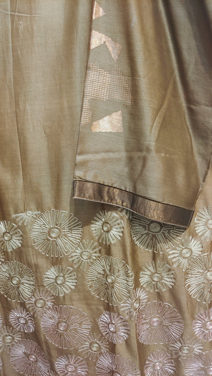 Semi Stitched Chanderi Formal Suitset