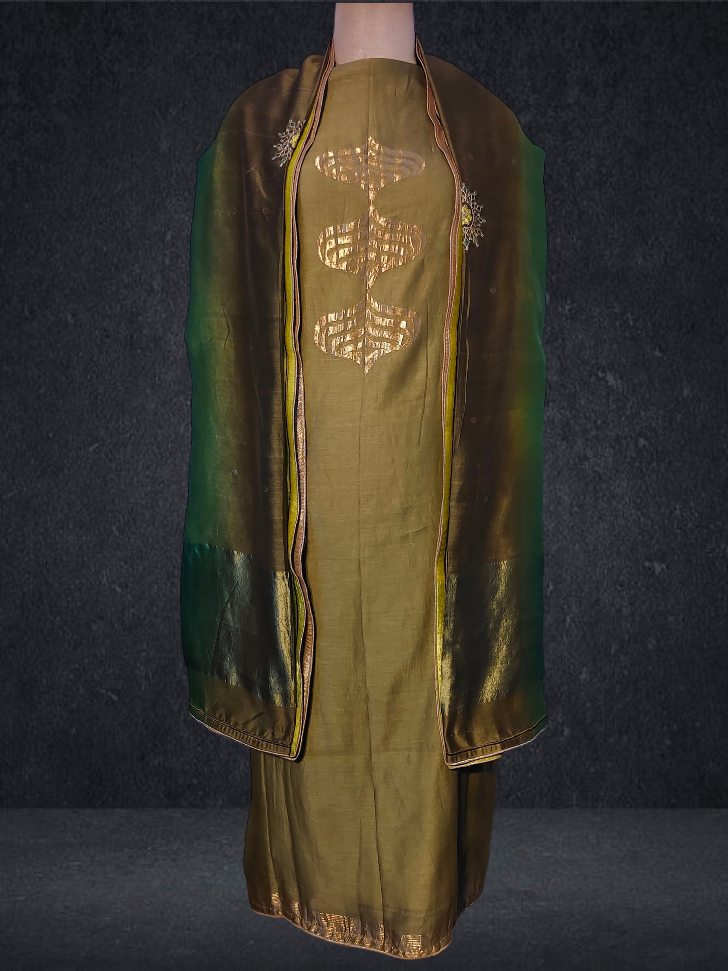 Semi Stitched Formal chanderi Suitset
