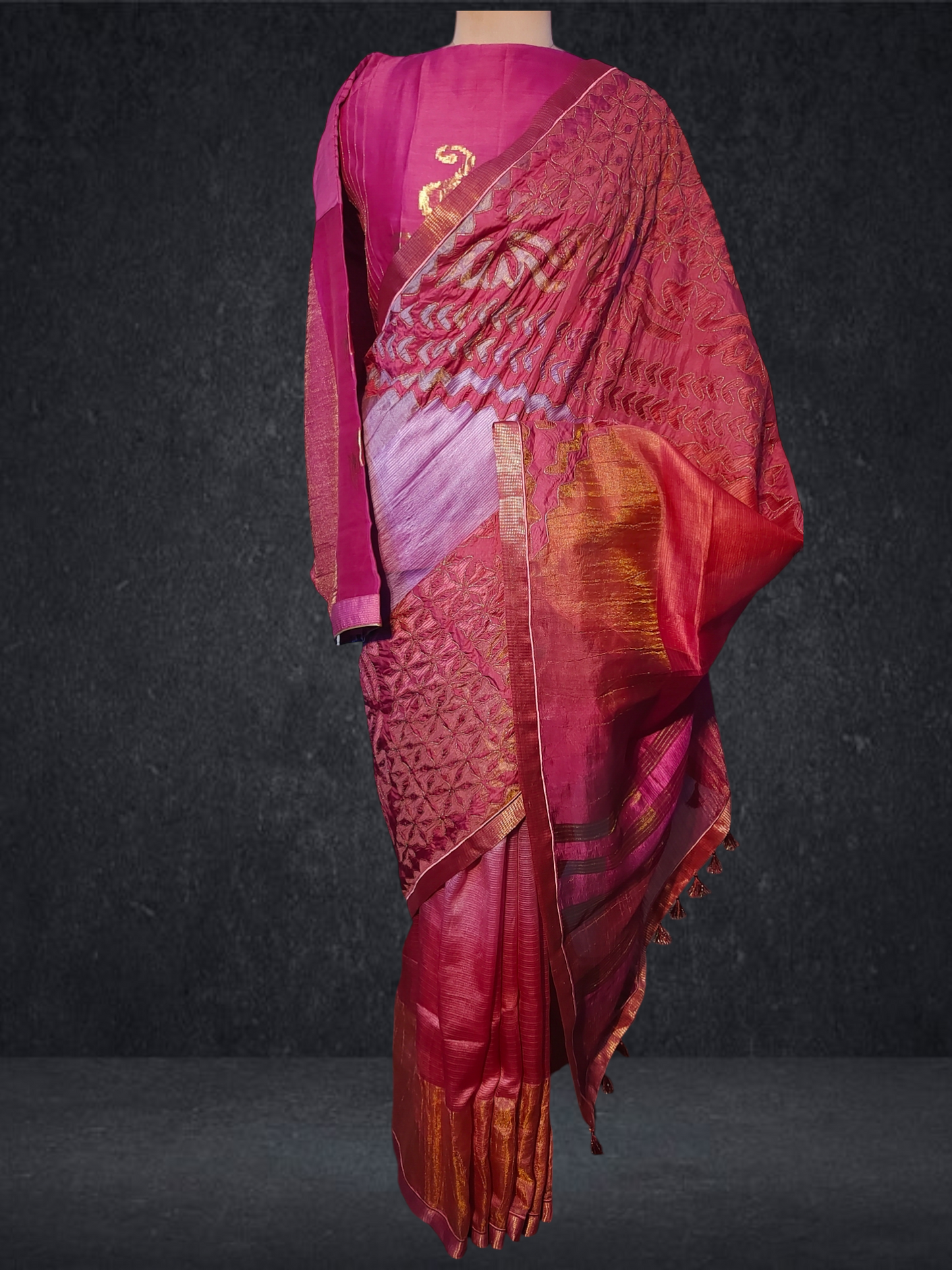 Formal Silk Katab Applique Saree