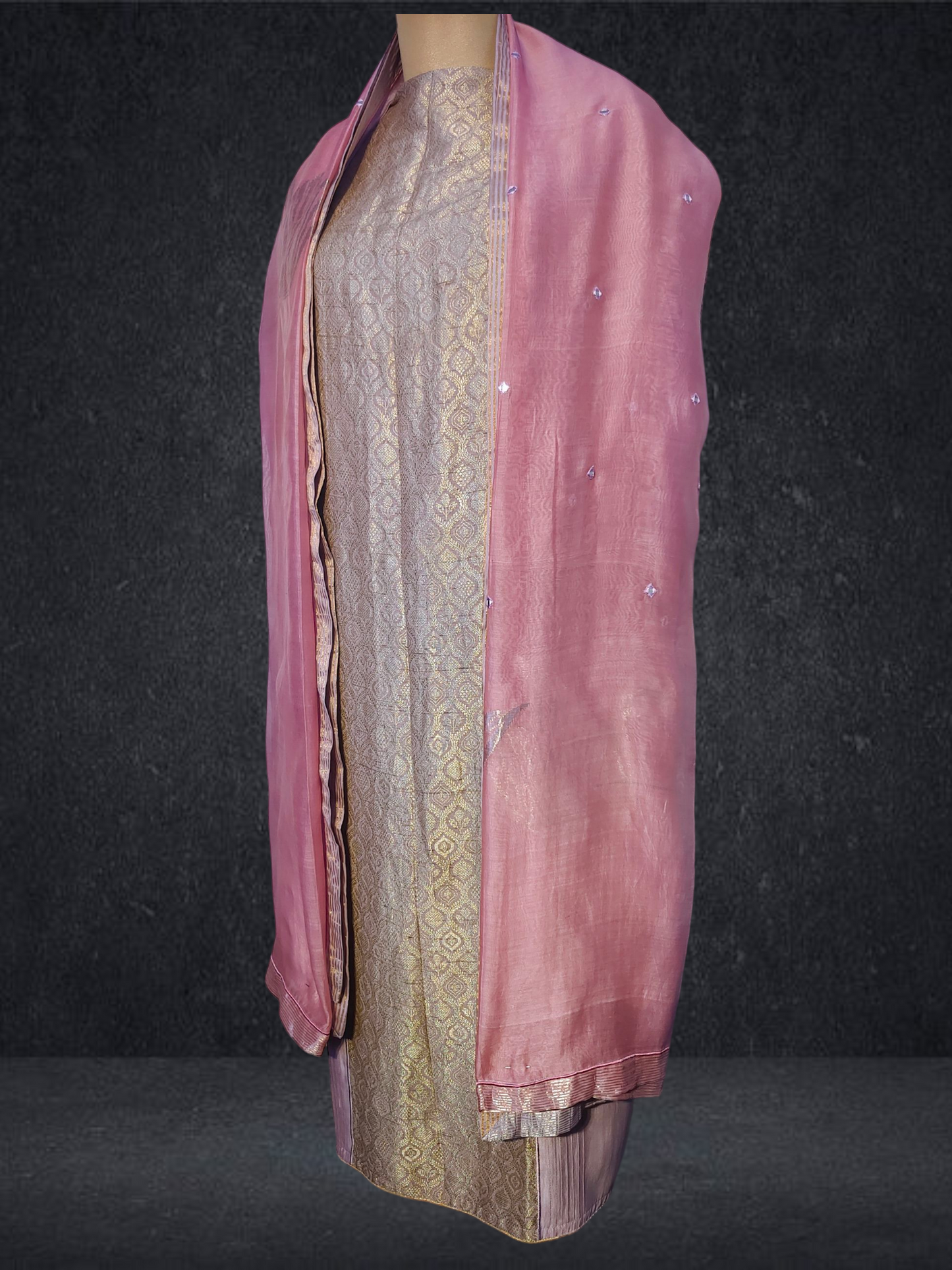 Semi Stitched Formal chanderi Suitset