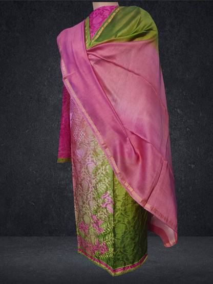 Semi Stitched Chanderi Casual Suitset
