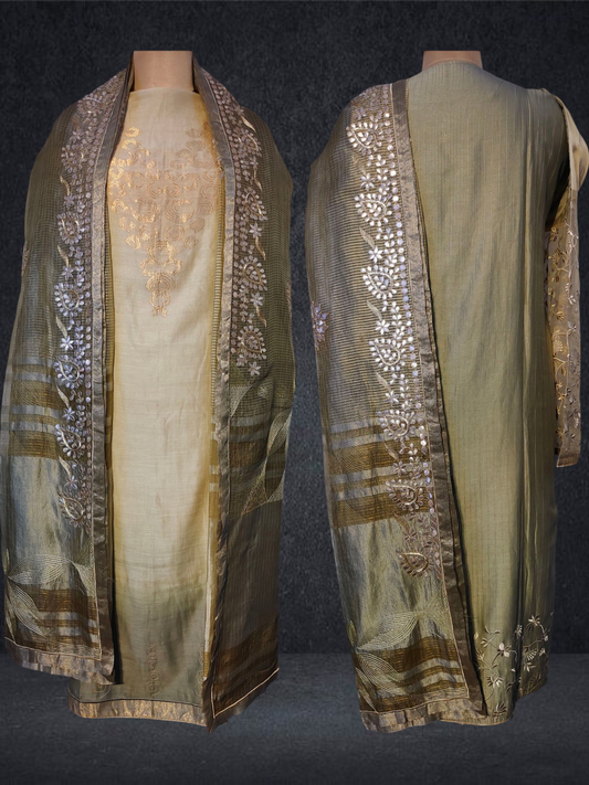 Semi Stitched Formal chanderi Suitset