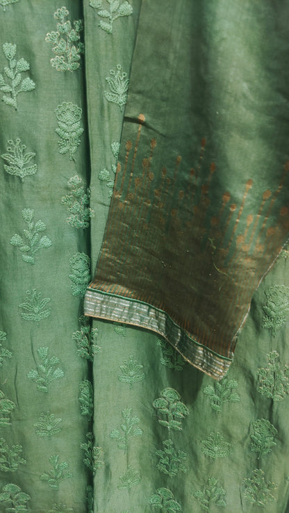 Semi Stitched Chanderi Formal Suitset
