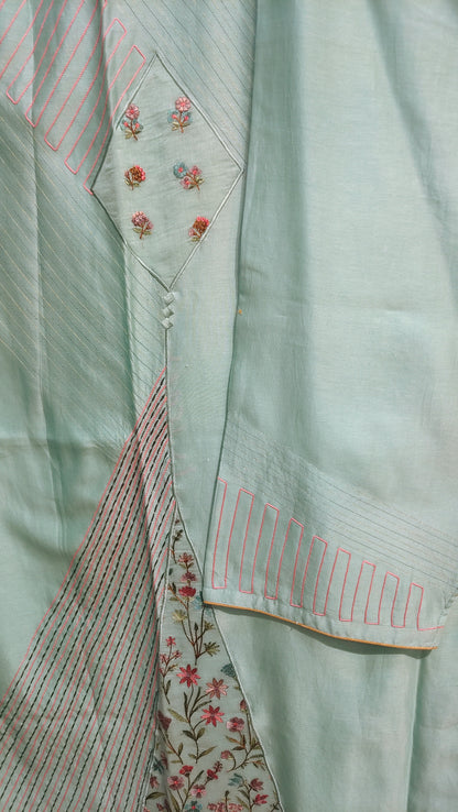 Semi Stitched Chanderi Formal Suitset