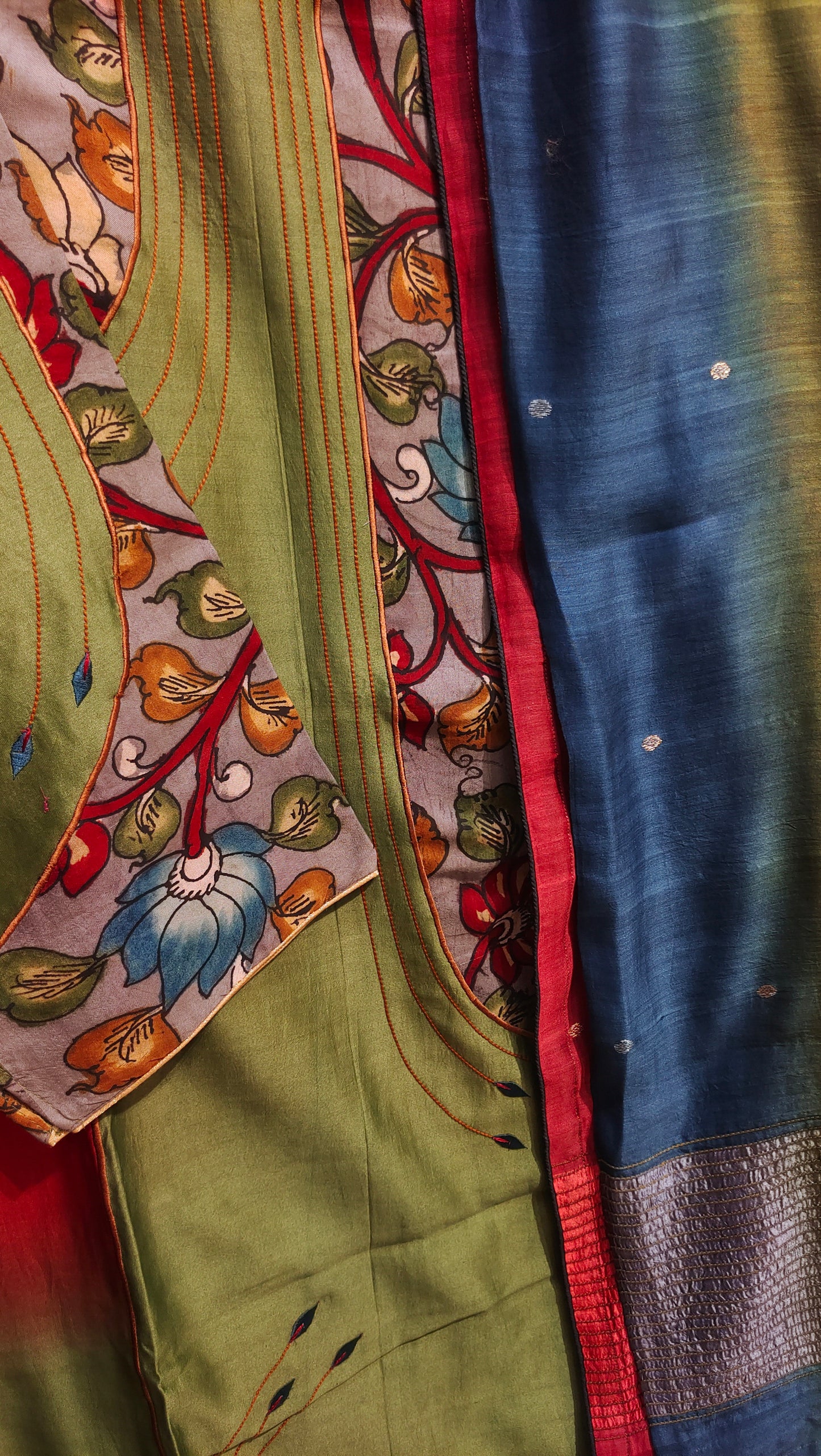Semi Stitched Chanderi Formal Suitset