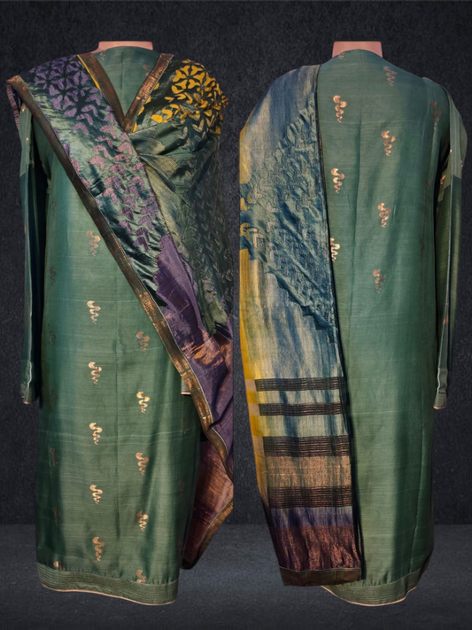Semi Stitched Formal chanderi Suitset