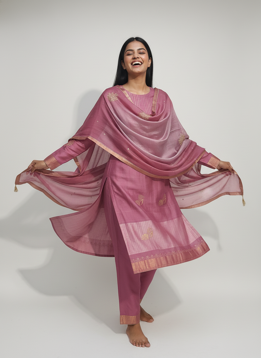 Semi Stitched Formal Chanderi Suitset