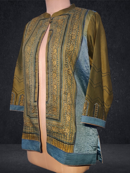 Formal Silk Ajrakh Short Jacket