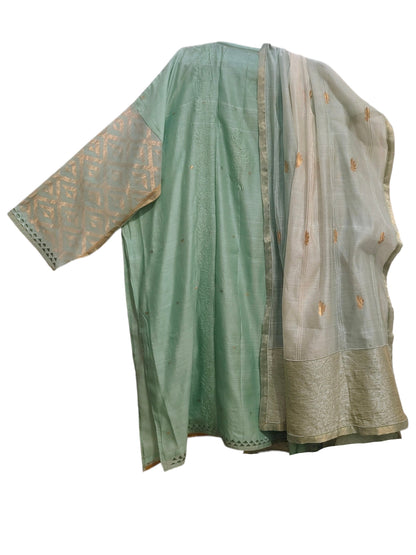 Semi Stitched Chanderi Formal Suitset