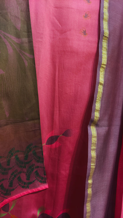 Semi Stitched Cotton Satin Casual Suitset