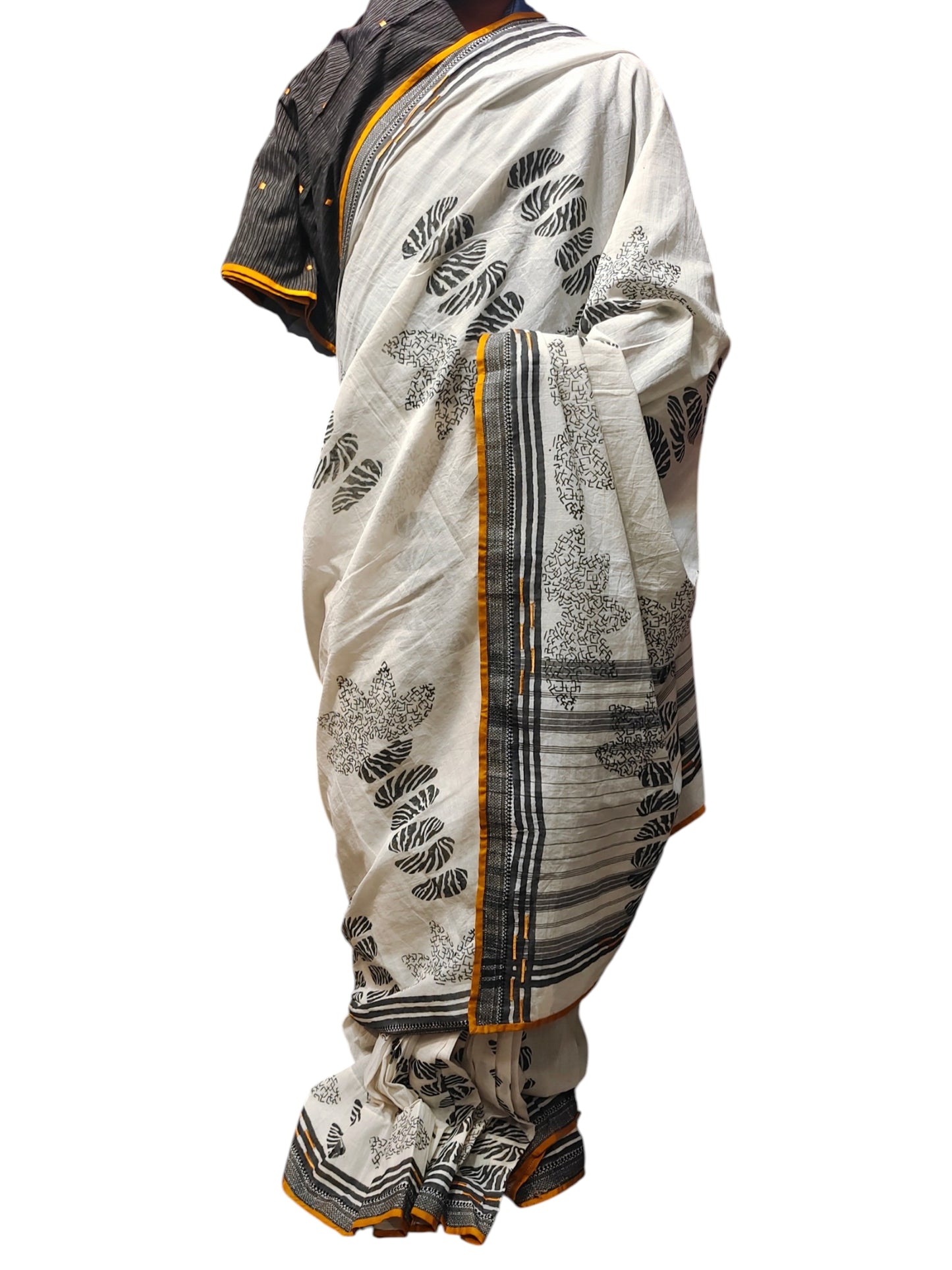 Cotton Casual Block Printed Saree