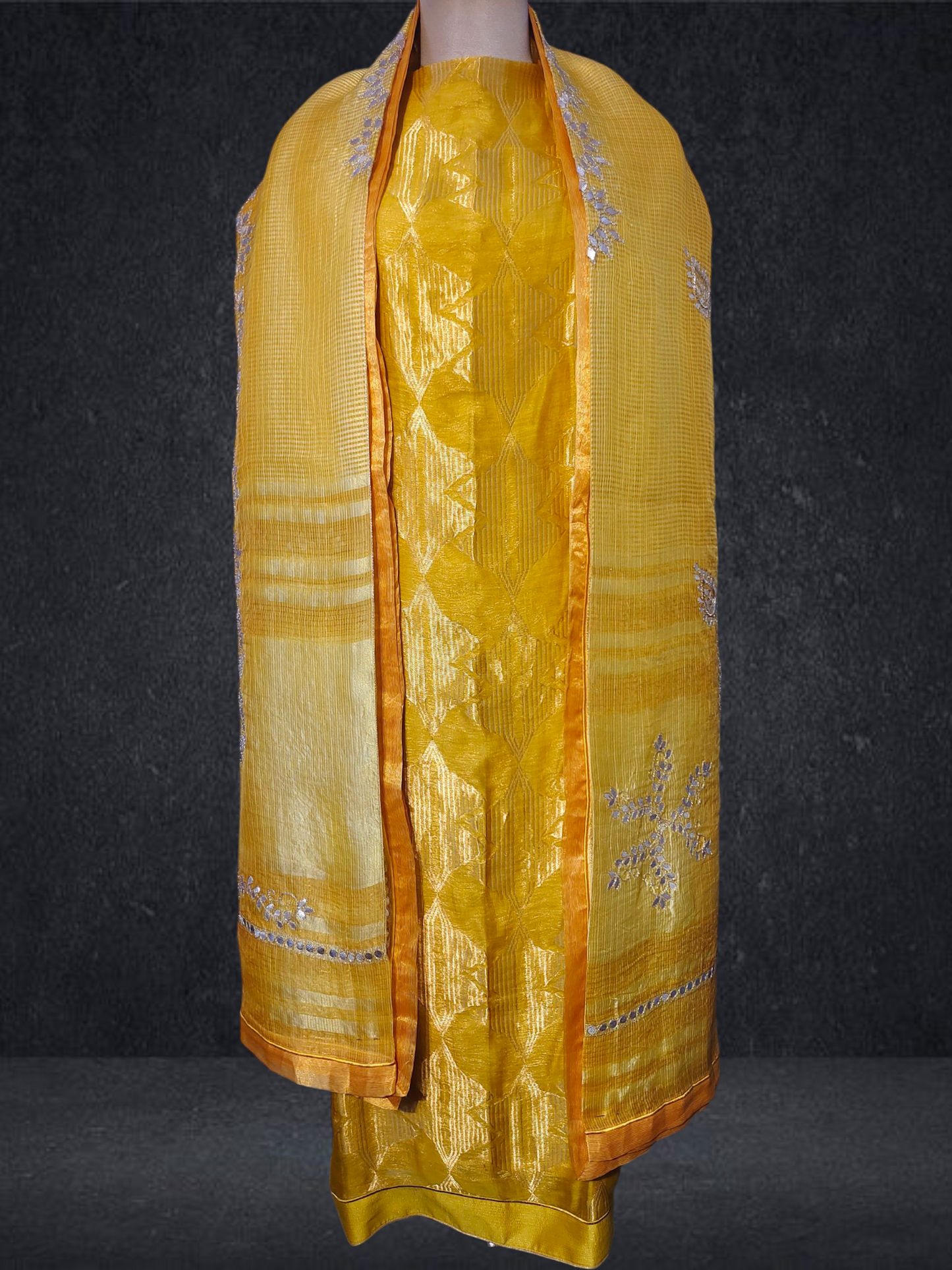 Semi Stitched Formal chanderi Suitset