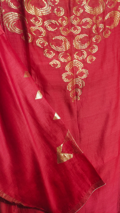 Semi Stitched Formal chanderi Suitset