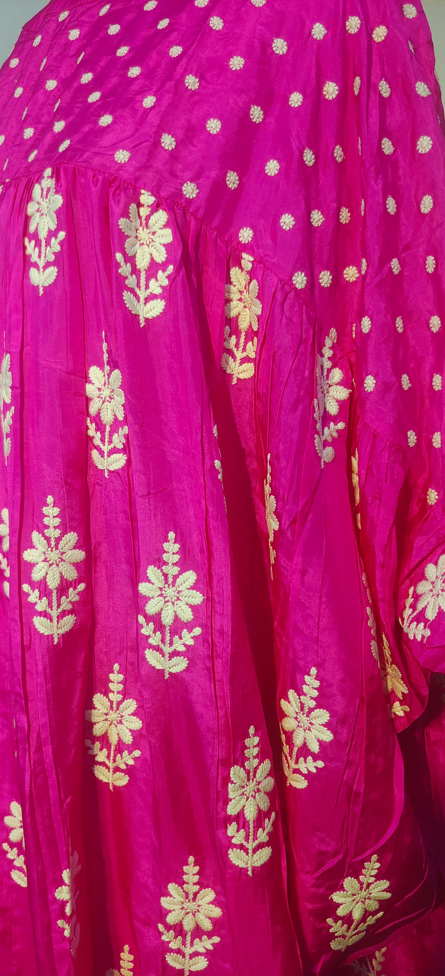 Stitched silk embroidered long dress