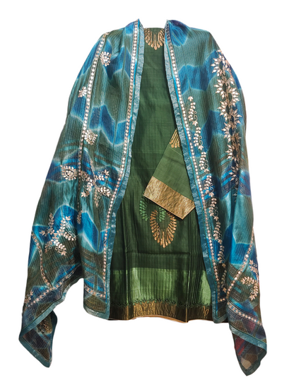 Semi Stitched Formal chanderi Suitset