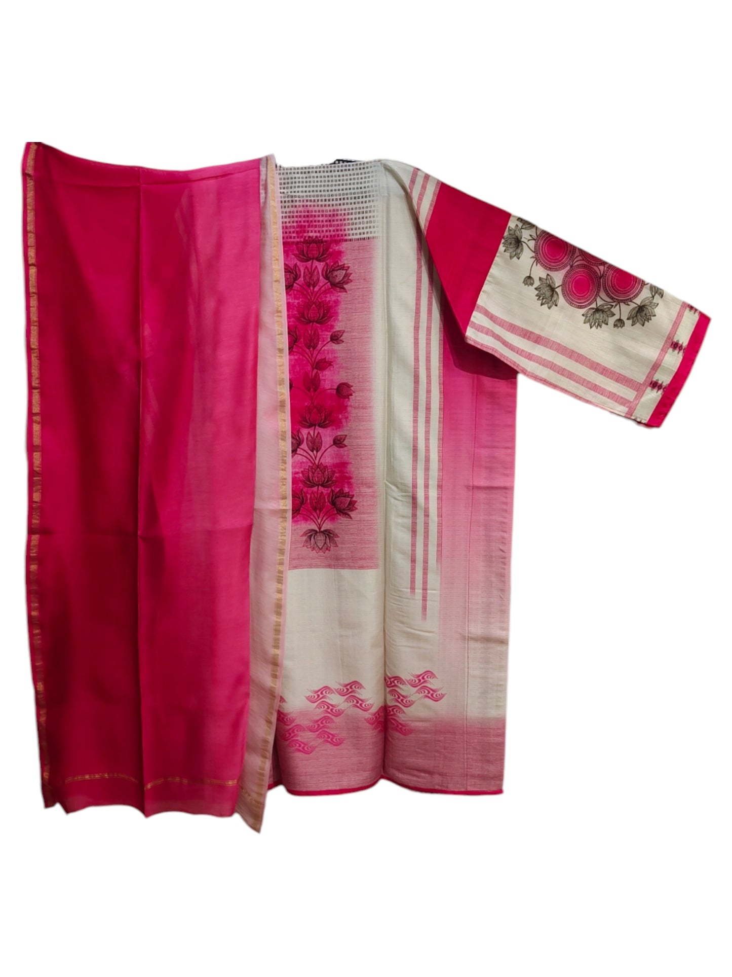 Semi Stitched Chanderi Casual Suitset