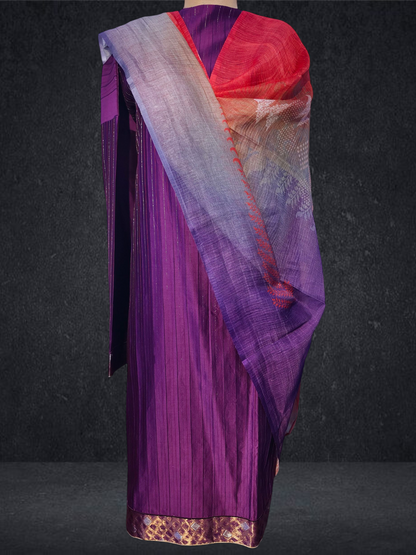 Semi Stitched chanderi Casual Suitset