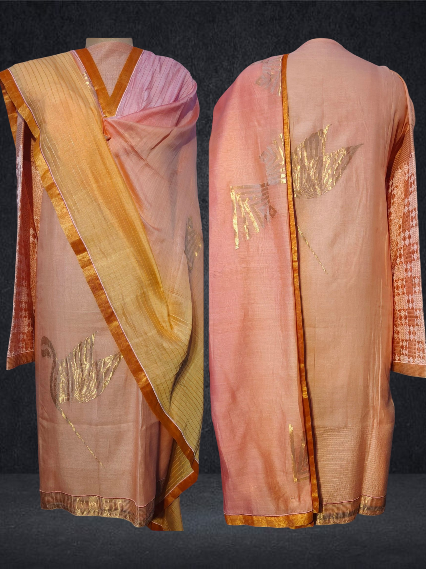 Semi Stitched Formal chanderi Suitset