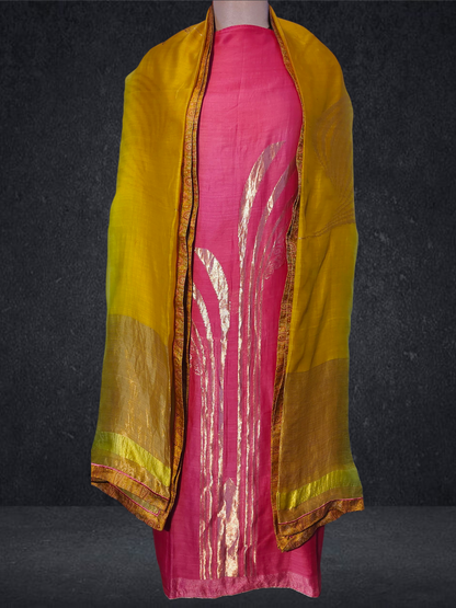 Semi Stitched Formal chanderi Suitset