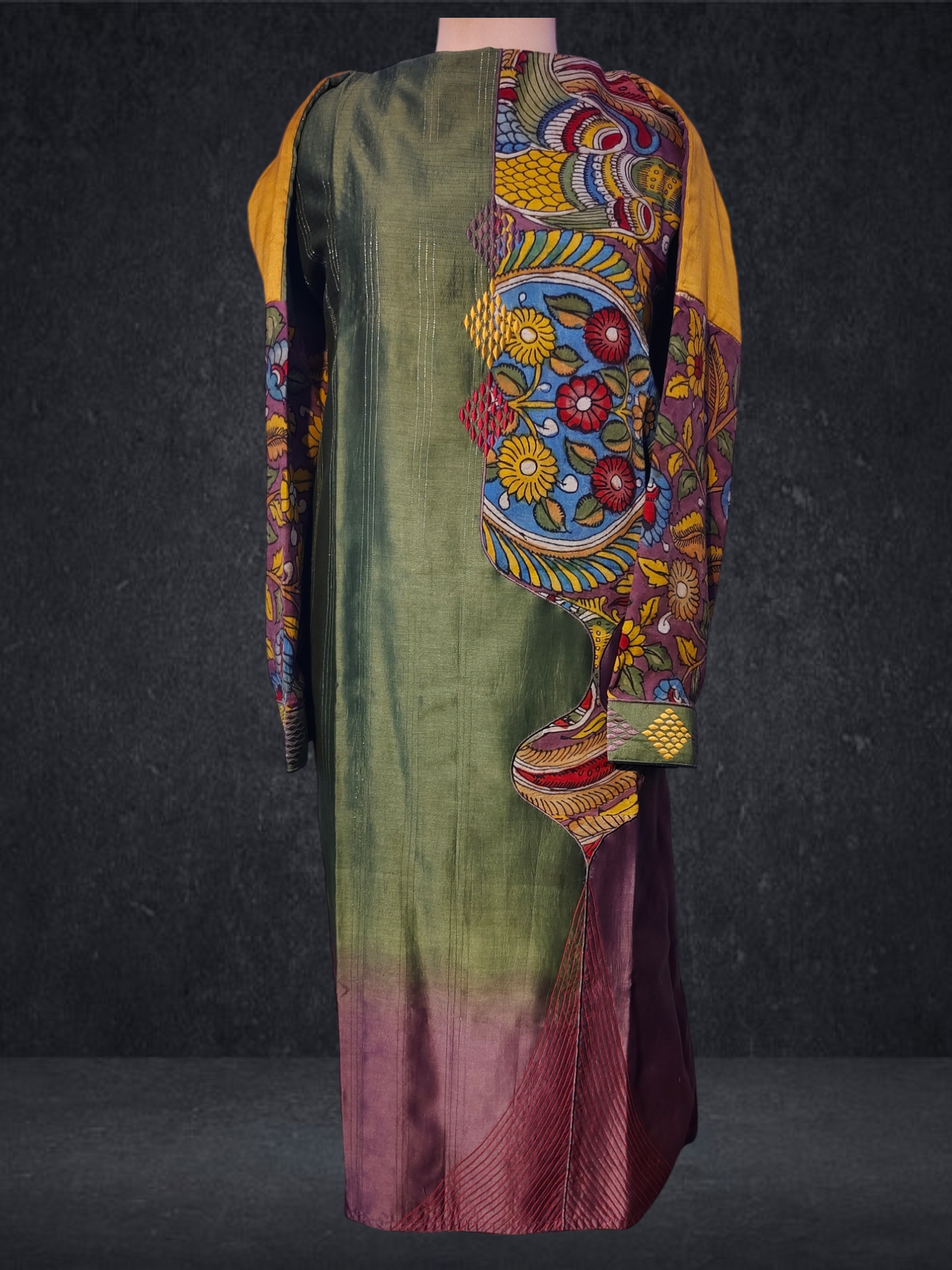 Semi Stitched Chanderi kurta