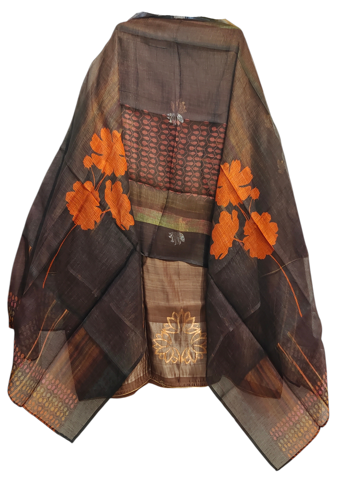 Semi Stitched Casual Chanderi Suitset