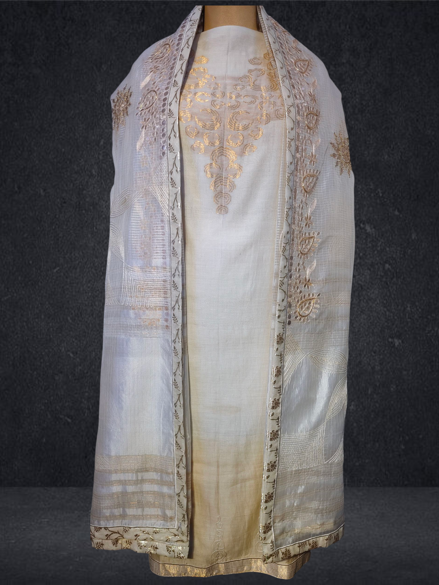 Semi Stitched Formal chanderi Suitset