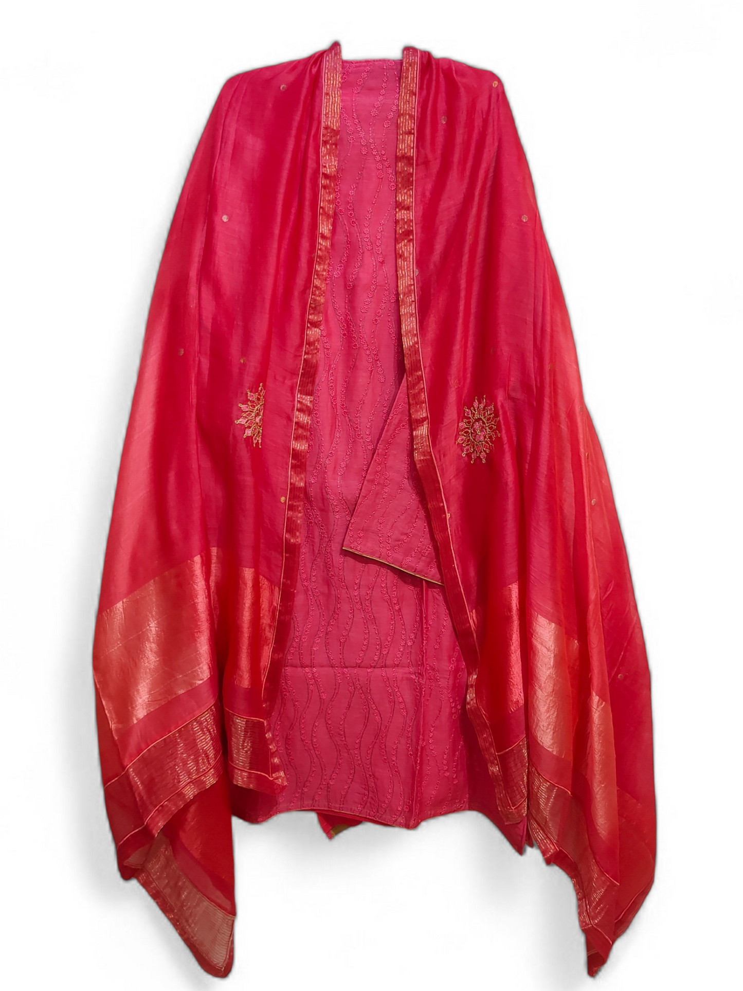 Semi Stitched Formal chanderi Suitset