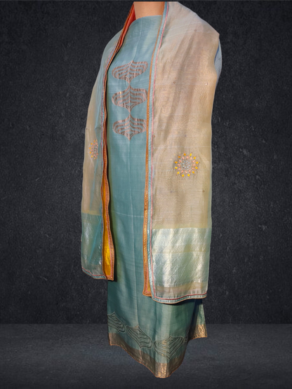 Semi Stitched Formal chanderi Suitset