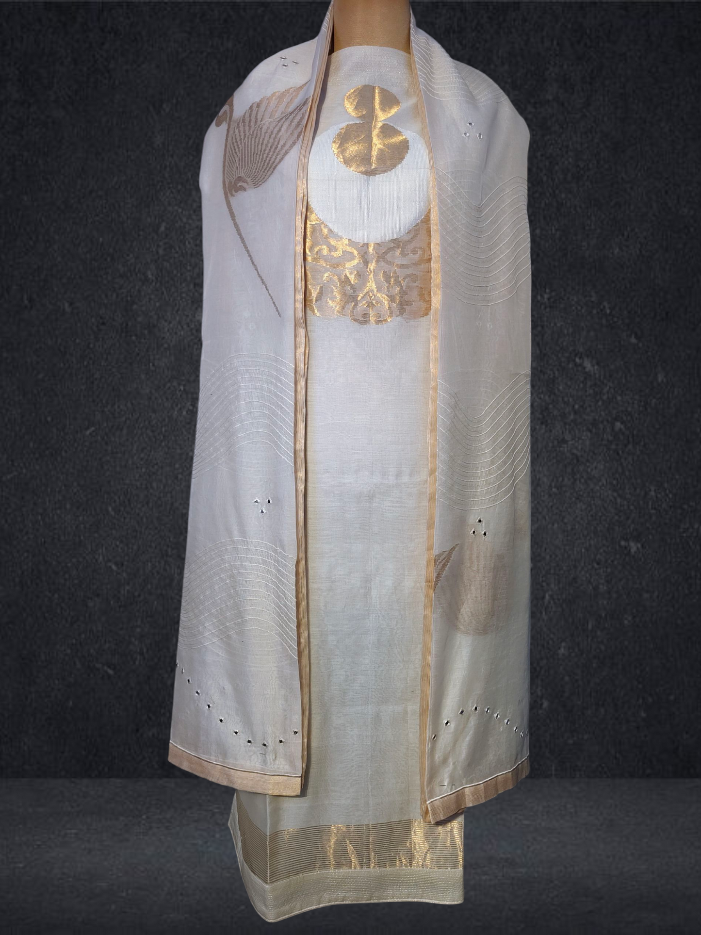 Semi Stitched Formal chanderi Suitset