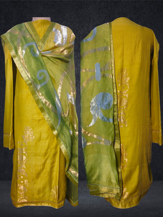Semi Stitched Formal chanderi Suitset